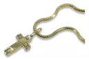 Chaîne serpent croix catholique en or jaune 14 carats ctc025yw&cc020y