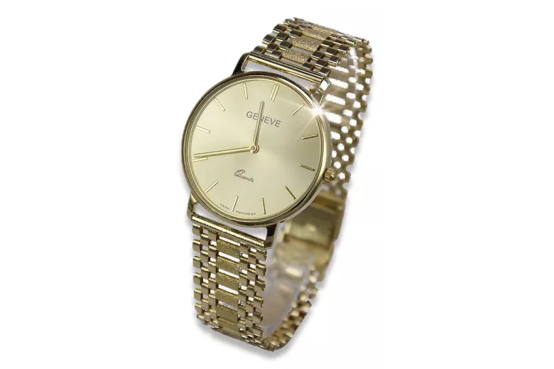 Reloj de oro para hombre Geneve ★ zlotychlopak.pl ★ Pureza de oro 585 333 Precio bajo!