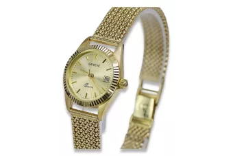 الصفراء 14k 585 ذهبية ساعة يد سيدة ساعة جنيف lw020ydy&lbw003y