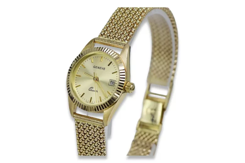 Amarillo 14k 585 reloj de pulsera de oro Geneve reloj lw020ydy