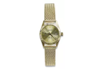 Желтые женские наручные часы из золота 14 карат 585 пробы Geneve watch lw020ydy&lbw003y