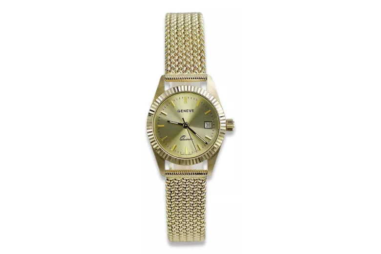 Montre Femme Italienne en Or 14K, Ronde 24mm, Quartz