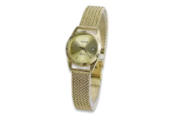 Ρολόι χειρός Geneve από κίτρινο χρυσό 14 καρατίων 585, γυναικείο, με ασημί μπρασελέ lw020ydy&lbw003y