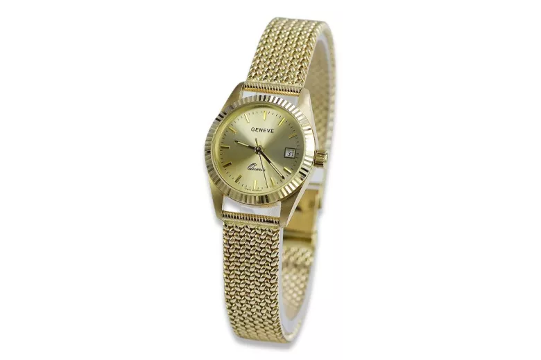 Montre Femme Italienne en Or 14K, Ronde 24mm, Quartz