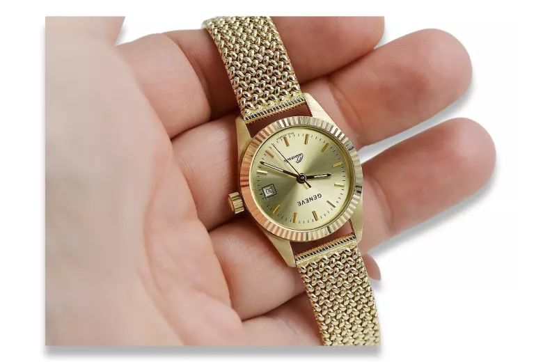 Amarillo 14k 585 reloj de pulsera de oro Geneve reloj lw020ydy