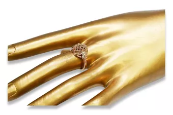 Ruso soviético rosa rosa 14k 585 oro Anillo vintage vrn005