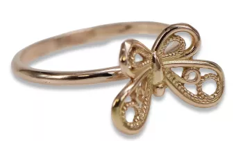 Ruso soviético rosa rosa 14k 585 oro Anillo vintage vrn088