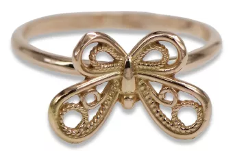 Ruso soviético rosa rosa 14k 585 oro Anillo vintage vrn088
