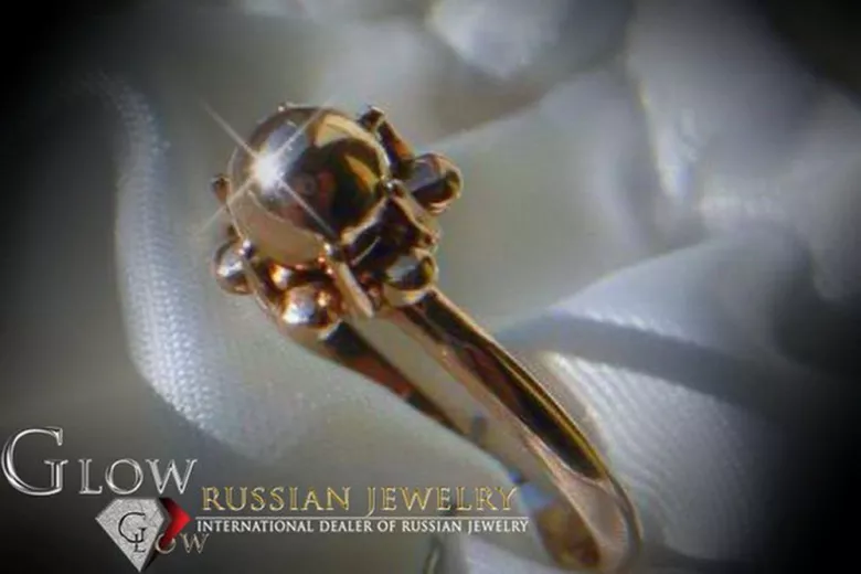 Руски съветски розово розово 14k 585 злато реколта пръстен vrn018