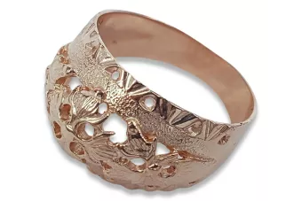 Ruso soviético rosa rosa 14k 585 oro Anillo vintage vrn107