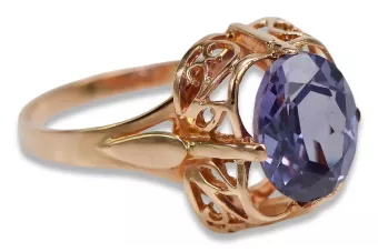 Руски съветски пръстен от розово злато 14K александрит рубин изумруден сапфир циркон 585 vrc075