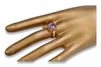 Russisch Sowjetrosa 14 Karat 585 Gold Alexandrit Rubin Smaragd Saphir Zirkon Ring vrc075