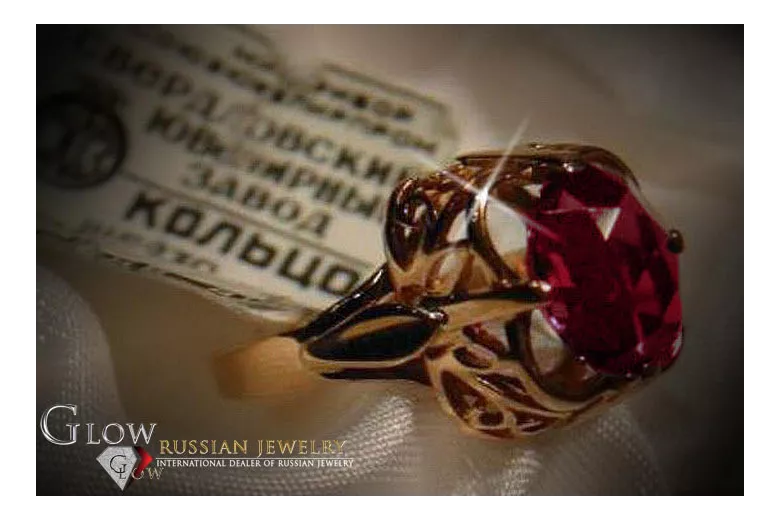 Radziecki 14k 585 złoty Rosyjski pierścionek z różowego złota z Aleksandrytem Rubinem Szafirem Szmaragdem Cyrkonią vrc075