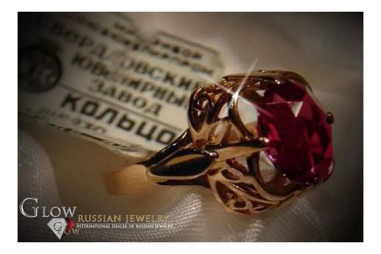 Russian Soviet rose 14k 585 gold Alexandrite Ruby Emerald Sapphire Zircon ring  vrc075