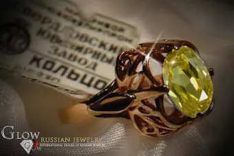 Sovietų 14k 585 aukso Rusijos rožinio aukso žiedas su Aleksandrinu Rubinu Sapiru Smaragdu Zirkonija vrc075