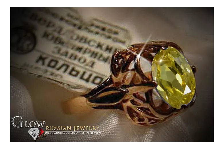 Russian Soviet rose 14k 585 gold Alexandrite Ruby Emerald Sapphire Zircon ring  vrc075
