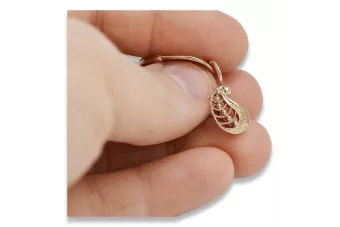 Vintage różowe złoto kolczyki listki 14k 585 ZSRR Vintage ven254
