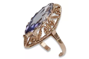 Руски съветски пръстен от розово злато 14K Александрит Рубин Изумруден сапфир Циркон 585 vrc005
