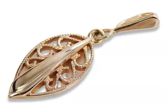 Vintage rose pink 14k 585 gold  Vintage leaf pendant vpn081
