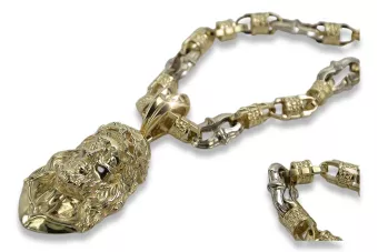 Colgante y cadena Jesús de oro de 14k pj001yL&cc053yw