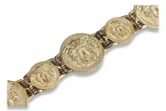 Итальянский желтый греческий Уникальный 14k 585 золотой браслет cb157yw