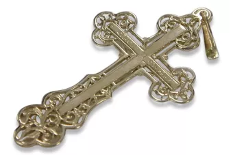 Auksinis ortodoksų kryžius 14k 585 Jėzaus kryžiaus pakabukas iš geltono aukso oc003m