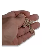 Złoty krzyż Prawosławny 14k 585 zawieszka krzyżyk z czerwonego białego złota z Jezusem oc003rw