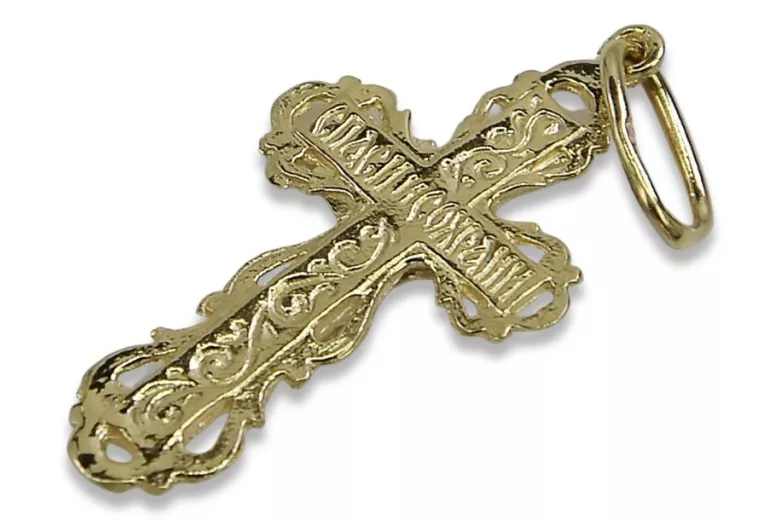 Italienisch gelb 14k 585 gold Orthodoxes Kreuz oc007y