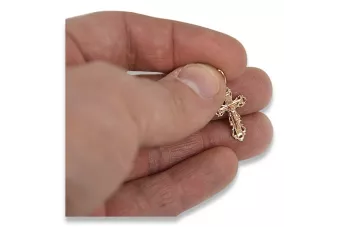 Auksinis ortodoksų kryžius 14k 585 kryžiaus pakabukas raudonas auksas oc007r