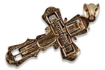 Auksinis kryžius ortodoksinis 14k 585 pakaba kryžius Jėzus raudonas baltas raudonas auksas oc010rw
