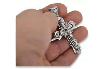 Sidabrinis ortodoksinis kryžius 14k 585 pakaba Jėzus oc010s