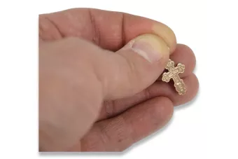 Russische Rose Italienisches Gelbgold Orthodoxes Kreuz oc019r