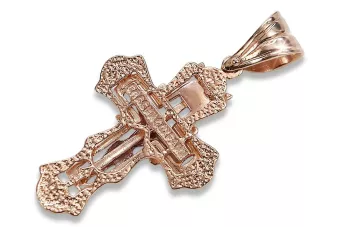 Auksinis ortodoksų kryžius 14k 585 kryžminis pakabukas raudonas baltas 14k 585 auksas oc008rw