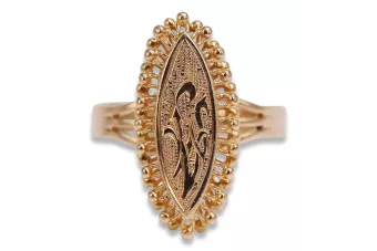 Ruso soviético rosa rosa 14k 585 oro Anillo vintage vrn120