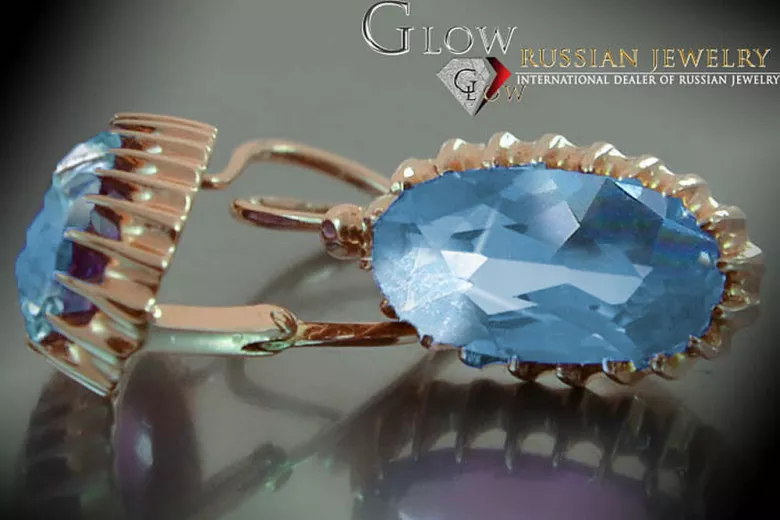 Russische Sowjetische Rose Pink 14k 585 Gold Ohrringe vec047 Alexandrit Rubin Smaragd Saphir ...