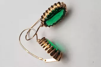 Ruso soviético rosa rosa 14k 585 pendientes de oro vec047 alejandrita rubí esmeralda zafiro ...