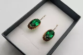 Ruso soviético rosa rosa 14k 585 pendientes de oro vec047 alejandrita rubí esmeralda zafiro ...