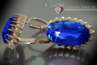 Vintage kolczyki z 14k 585 różowego złota vec047 aleksandryt rubin szmaragd szafir ...