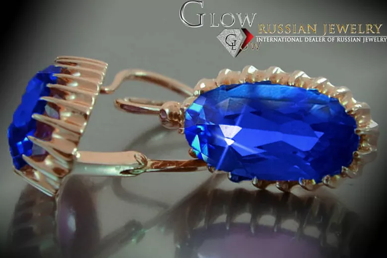 Russische Sowjetische Rose Pink 14k 585 Gold Ohrringe vec047 Alexandrit Rubin Smaragd Saphir ...