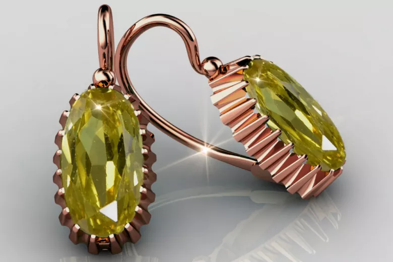 Ruso soviético rosa rosa 14k 585 pendientes de oro vec047 alejandrita rubí esmeralda zafiro ...