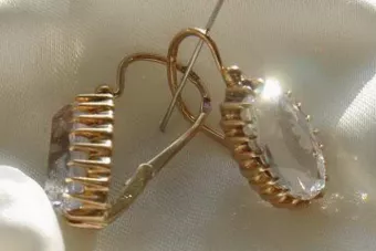 Руски съветски розово розово 14k 585 златни обеци vec047 александрит рубин изумрудено сапфир ...