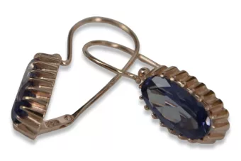 Руски съветски сребро розово злато покритие 925 александрит рубин изумруд сапфир аквамарин циркон ... Обеци VEC047RP