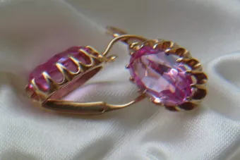 Ruso soviético rosa rosa 14k 585 pendientes de oro vec064 alejandrita rubí esmeralda zafiro ...