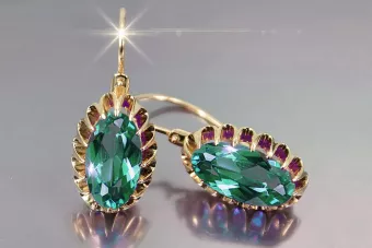 الأقراط الفاخرة من 14 كارت 585 الذهب الوردي ve064 alexandrite الروبين الزمرد الزعفران ...