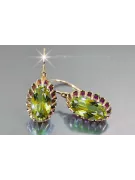 Ruso soviético rosa rosa 14k 585 pendientes de oro vec064 alejandrita rubí esmeralda zafiro ...