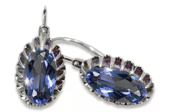 Vintage Silver 925 náušnice s Alexandryt Rubin Sapphire Emerald Aquamarine Cubic Zirconia VEC064S