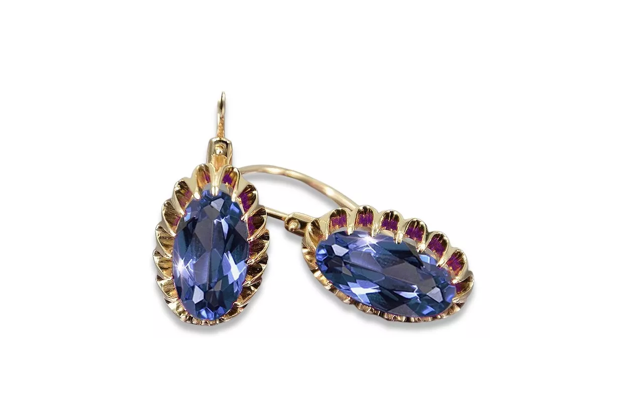 Vintage silver rose gold plated 925 Alexandrite Ruby Emerald Sapphire Aquamarine Zircon ... earrings vec064rp