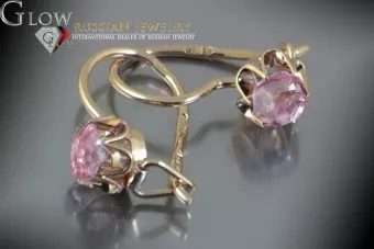 Vintage rose pink 14k 585 gold earrings vec069 alexandrite ruby emerald sapphire ...