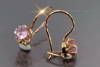 Vintage rose pink 14k 585 gold earrings vec069 alexandrite ruby emerald sapphire ...