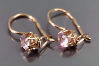 Vintage rose pink 14k 585 gold earrings vec069 alexandrite ruby emerald sapphire ...